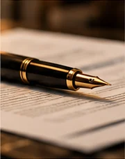 Caneta-tinteiro sobre documento.